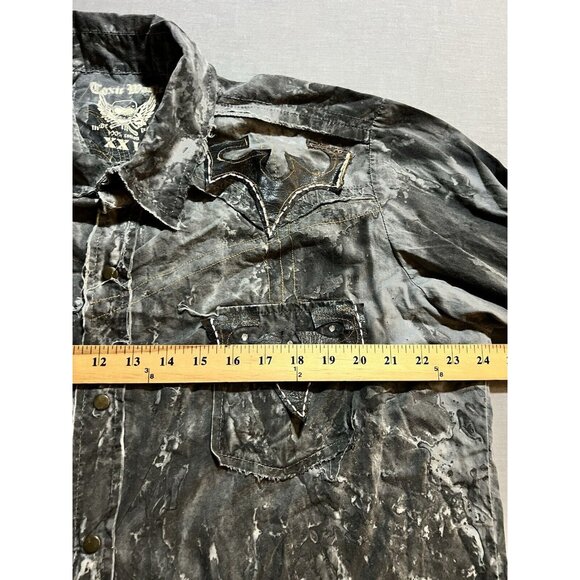 Toxic Magic Button Up Shirt Mens XXL Black Studded‎ Rockabilly Long Sleeve - Picture 7 of 11